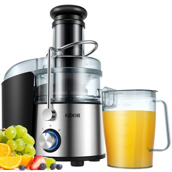 1200W GDOR Juicer with Titanium Enhanced Cut Disc, Larger 3” Feed Chute Juicer Machines for Whole Fruits and Vegetables, Centrifugal Juicer with 40 Oz Juice Pitcher, BPA-Free,...