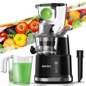 Aeitto Cold Press Juicer, Juicer Machines with Large Feed Chute, Large Capacity, Slow Masticating Juicer for Fruits and Vegetables