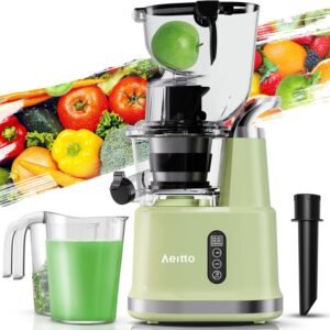 Aeitto Cold Press Juicer,Masticating Juicer Machines with 3.3" Large Feed Chute for Vegetables and Fruits,Self Feeding for Juice Extractor,Large Capacity,High Juice Yield,Easy...