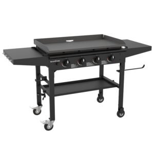 Blackstone 1554 36” Omnivore Griddle with Folding Side Shelves, Powder Coated Steel, Black