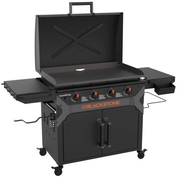 Blackstone 2309 Iron Forged 36” Omnivore Griddle with X-Braced Hood and Enclosed Cabinet, Powder Coated Steel, Black Blackstone 2309 Iron Forged 36” Omnivore Griddle with X-Braced Hood and Enclosed Cabinet, Powder Coated Steel, Black