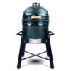 Ceramic Kamado Charcoal BBQ Grill and Smoker, Stainless Steel Grates -15" Ceramic with Tall Stand (GREEN)