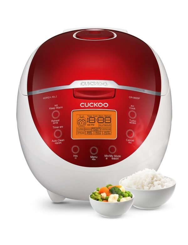 Cuckoo CR-0655F Rice Cooker & Warmer, 6 cups, LCD Display 11-Menu Options - White, Turbo, Mixed, and Brown/GABA Rice, Porridge, Steam Multi Cook, My Mode, 16-Various Cooking...