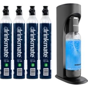 Drinkmate OmniFizz Sparkling Beverage Maker CO2 Bundle - Sparkling Water/Soda Streaming Machine That Carbonates Any Drink - Includes 4 CO2 Cylinders, 1 Carbonation Bottle, 1...