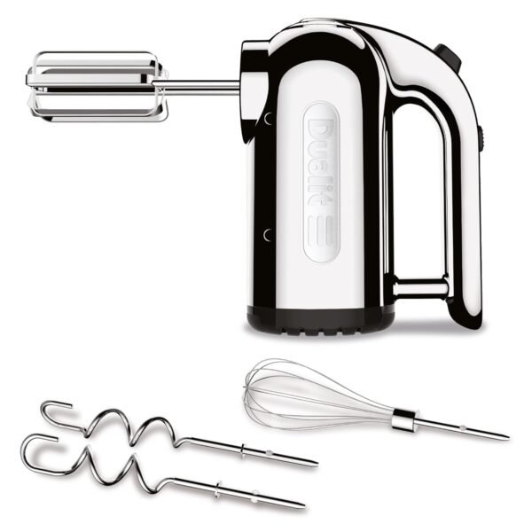 Dualit Hand Mixer - 400W - Strong Grip Handle - Attachments Included - Integral Plug Storage - 4 Speed Settings - Repairable gears - Flat Beaters, Dough Hooks, Balloon Whisk Dualit Hand Mixer - 400W - Strong Grip Handle - Attachments Included - Integral Plug Storage - 4 Speed Settings - Repairable gears - Flat Beaters, Dough Hooks, Balloon Whisk