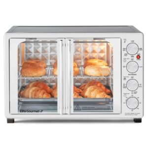 Elite Gourmet ETO4524 45L Countertop Convection Toaster Oven, French Doors, Adjustable Temperature & Timer, Bake, Roast, Broil, Toast, Includes Baking Pan, Rack, Rotisserie,... Elite Gourmet ETO4524 45L Countertop Convection Toaster Oven, French Doors, Adjustable Temperature & Timer, Bake, Roast, Broil, Toast, Includes Baking Pan, Rack, Rotisserie,...