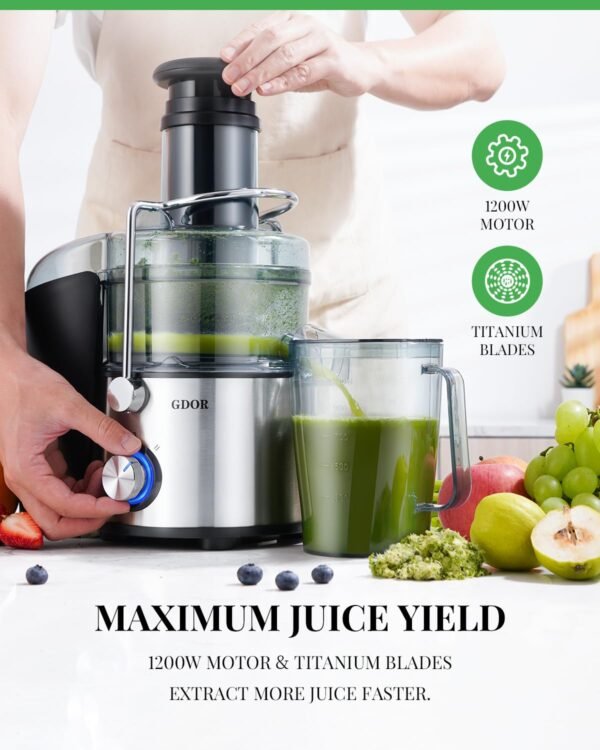 GDOR Juicer Review Powerful 1200W Centrifugal Juicer with Titanium Blades
