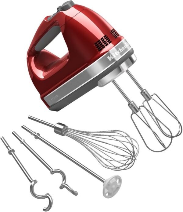 KitchenAid 9-Speed Digital Hand Mixer with Turbo Beater II Accessories and Pro Whisk - Candy Apple Red KitchenAid 9-Speed Digital Hand Mixer with Turbo Beater II Accessories and Pro Whisk - Candy Apple Red