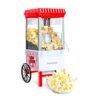 Nostalgia Vintage Hot-Air Popcorn Maker Machine - Makes Up to 12 Cups - Oil-Free - Healthier Popcorn - Classic Stand-Up Cart With Wheels - Includes Kernel Measuring Cup - White...