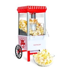 Nostalgia Vintage Hot-Air Popcorn Maker Machine - Makes Up to 12 Cups - Oil-Free - Healthier Popcorn - Classic Stand-Up Cart With Wheels - Includes Kernel Measuring Cup - White... Nostalgia Vintage Hot-Air Popcorn Maker Machine - Makes Up to 12 Cups - Oil-Free - Healthier Popcorn - Classic Stand-Up Cart With Wheels - Includes Kernel Measuring Cup - White...