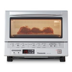 Panasonic FlashXpress Toaster Oven with Double Infrared Heating, 6 Auto Cook Options and Precise Temperature Control, 4-Slice Small Toaster Oven, 1300 Watts - NB-G110P (Silver)