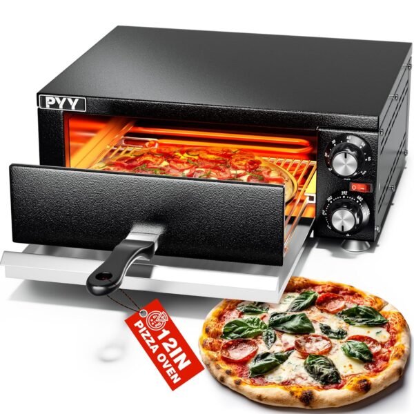 PYY Electric Pizza Oven 12 Inch Indoor Countertop Pizza Oven Commercial Pizza Maker Machine for Home with Timer Stainless Steel Pizza Cooker