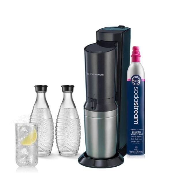 SodaStream - Aqua Fizz Sparkling Water Maker | STARTER KIT | GLASS Carbonator | CQC CO2 System | Includes 2x Elegant Glass Carafes, 1x CO2 Cylinder | Dishwasher Safe | Black SodaStream - Aqua Fizz Sparkling Water Maker | STARTER KIT | GLASS Carbonator | CQC CO2 System | Includes 2x Elegant Glass Carafes, 1x CO2 Cylinder | Dishwasher Safe | Black