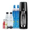SodaStream One Touch Electric Sparkling Water Maker Bundle (Black) with CO2, BPA free Bottles, and 0 Calorie Fruit Drops Flavors SodaStream One Touch Electric Sparkling Water Maker Bundle (Black) with CO2, BPA free Bottles, and 0 Calorie Fruit Drops Flavors