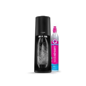 SodaStream Terra Sparkling Water Maker Machine, with 1 Litre Reusable BPA-Free Water Bottle for Carbonating & 60 Litre Quick Connect CO2 Gas Cylinder – Black SodaStream Terra Sparkling Water Maker Machine, with 1 Litre Reusable BPA-Free Water Bottle for Carbonating & 60 Litre Quick Connect CO2 Gas Cylinder – Black