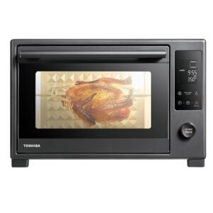 TOSHIBA Hot Convection Toaster Oven, Extra Large 34QT/32L, 9-in-1 Cooking Functions, Crispy Roast, Dehydrate, Rotisserie, 6 Accessories Included, 1650W, Black Stainless Steel
