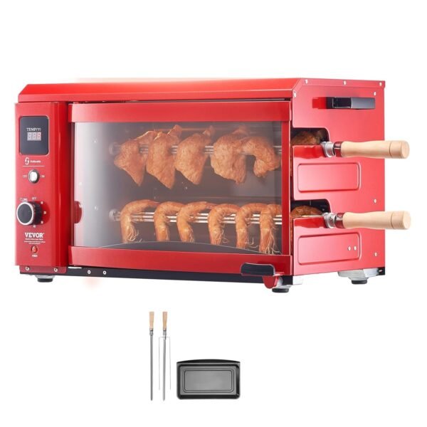 VEVOR Shawarma Grill Machine - 2 String Barbecue Capacity Chicken Shawarma Cooker Electric Broiler Gyro Rotisserie Oven Doner Kebab Grill for Home, Restaurant, Kitchen Parties