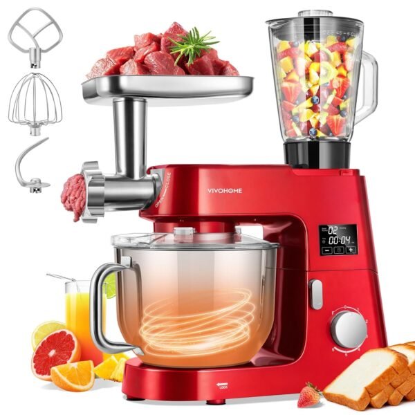 VIVOHOME 9 in 1 Multifunctional Stand Mixer with Fermentation, 6 Speed 7.5 Quart Kitchen Electric Food Mixer with Timer, Meat Grinder, Juice Blender, Vegetable Slicer, Pasta and... VIVOHOME 9 in 1 Multifunctional Stand Mixer with Fermentation, 6 Speed 7.5 Quart Kitchen Electric Food Mixer with Timer, Meat Grinder, Juice Blender, Vegetable Slicer, Pasta and...
